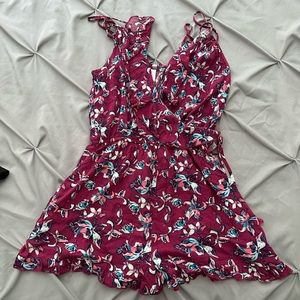 Ruffle front floral romper